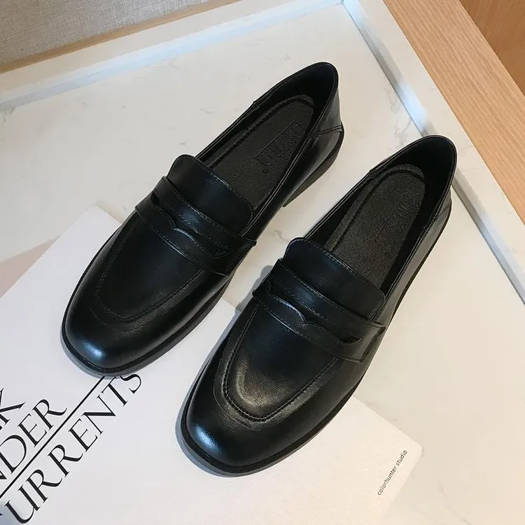 jk配裙子小皮鞋女英伦学院风平底乐福鞋春秋季制服鞋黑色鞋单鞋子