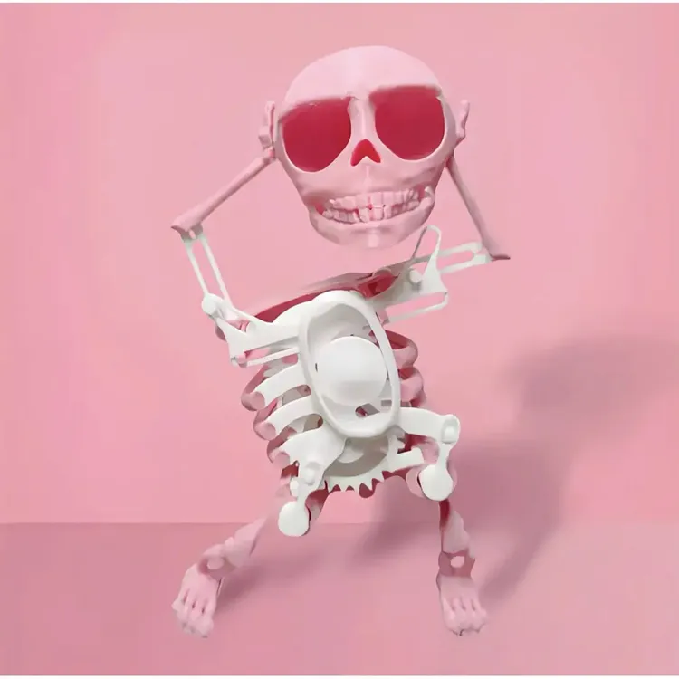 【星云】3D会跳舞的骷髅头小人手动上弦摇头晃动齿轮发条解压玩具