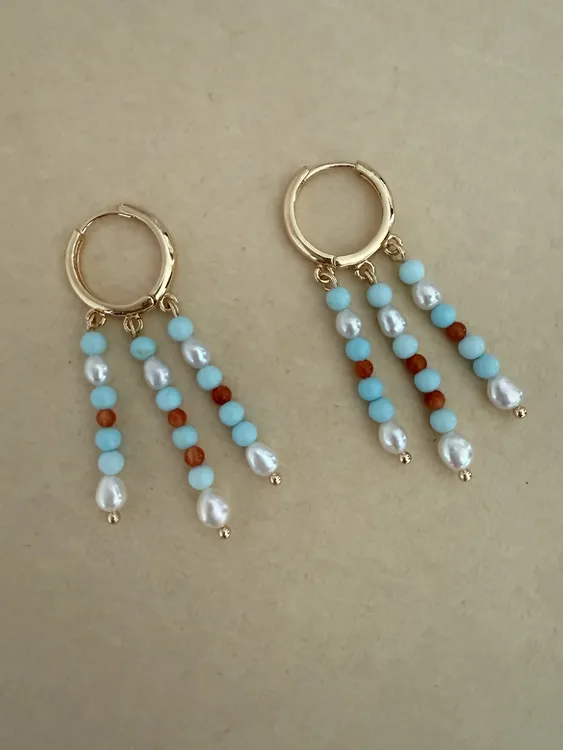 铜合金耳饰 Baby蓝超仙耳饰。时尚复古国风耳环配饰百搭饰品蓝色