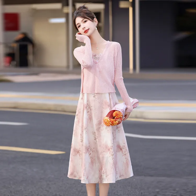 新中式风吊带连衣裙套装女夏季气质绝美2025新款收腰显瘦两件套