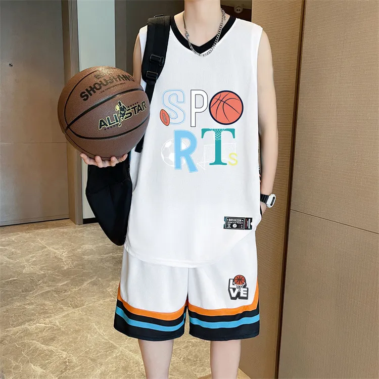 夏季速干篮球服男孩12-15岁初中学生青少年薄款冰丝背心运动套装