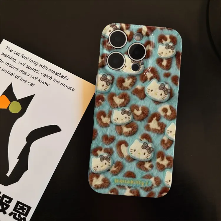 针织豹纹KT菲林软壳适用苹果17promax手机壳16华为vivo小米15oppo