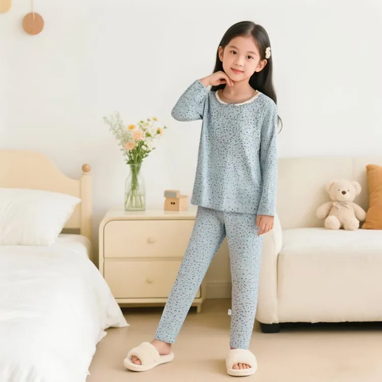 【10a抗菌】儿童莱卡男女中大童儿童睡衣宝宝早秋衣服