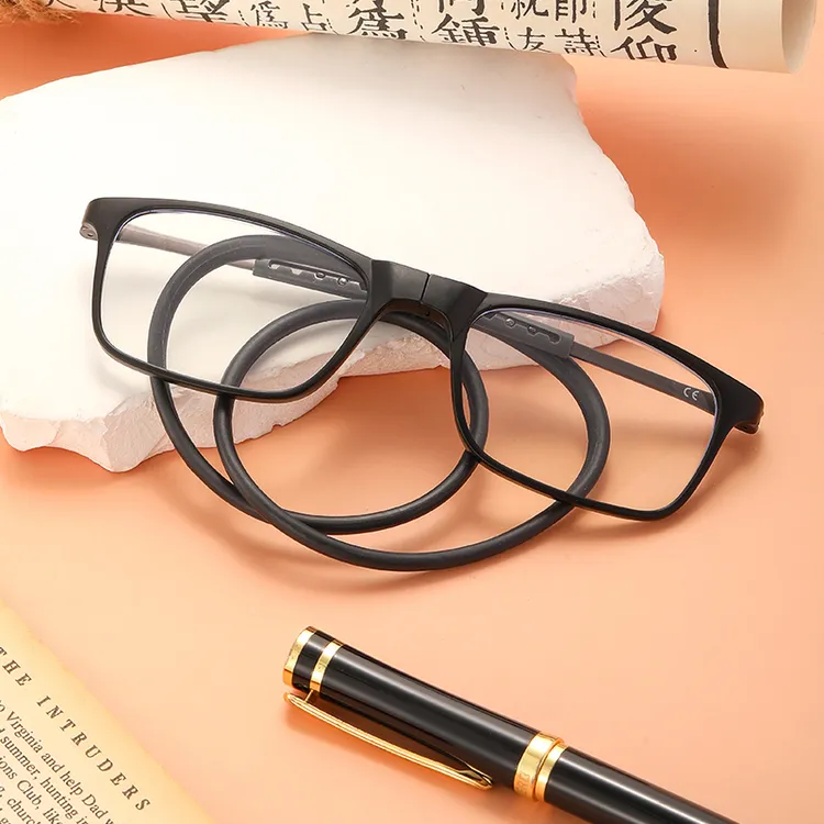 爆款磁吸挂脖可折叠防蓝光高清护眼超轻便携厂家直销老花眼镜