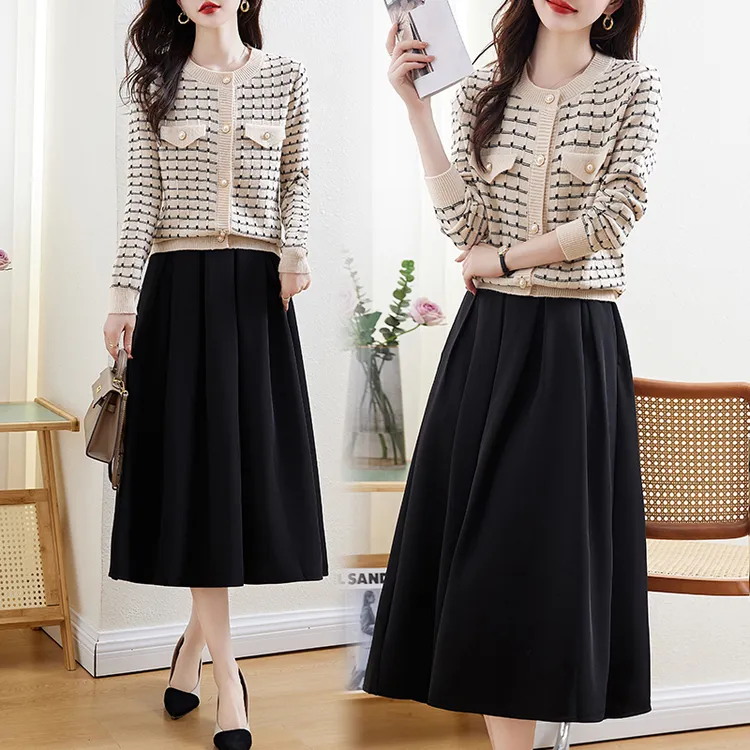 减龄针织套装裙女秋冬2025新款气质小香风开衫外套半身裙子两件套