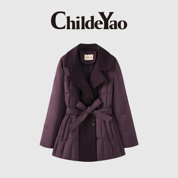Childe Yao90鹅绒女腰带设计羽绒服平驳领显瘦保暖外套CYC511573