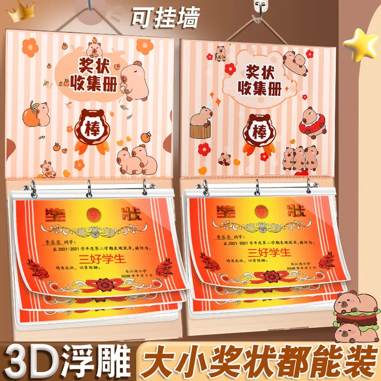 a4奖状收集册男孩女孩荣誉证书a3画册收纳神器小学生文件夹儿童