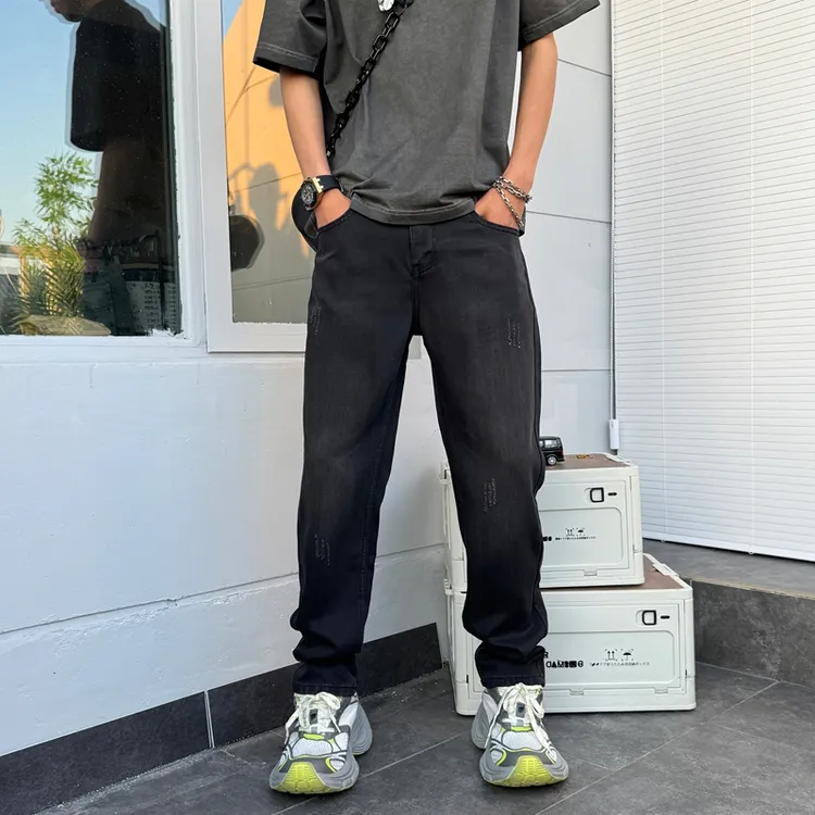 2025美式休闲裤秋季复古水洗牛仔裤男宽松直筒潮流新款阔腿哈伦裤