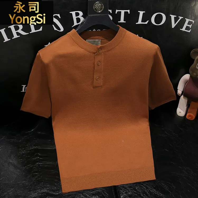 2025春夏新款针织短袖男韩版潮流休闲圆领t恤设计感小众半袖上衣