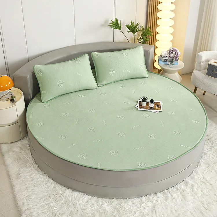 夏天圆床冰丝凉席三件套可机洗酒店民宿圆形床空调席凉感柔软席子