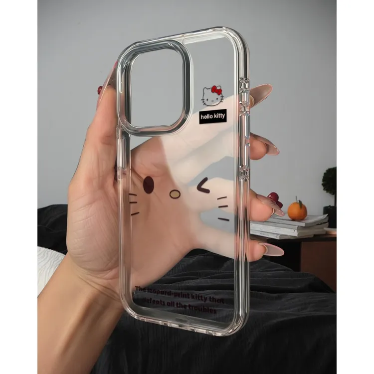 叮霖简约kitty猫表情适用iPhone16高透手机壳华为viv小米15oppo套
