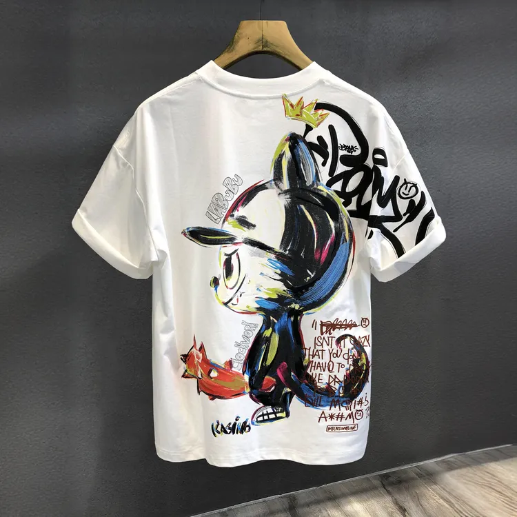 肯梅灵列高端潮牌宽松短袖t恤男士夏季美式复古休闲百搭国潮半袖