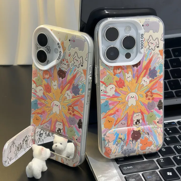 烟花动物镜子支架适用iPhone苹果16手机壳华为p70vivoppo小米15套