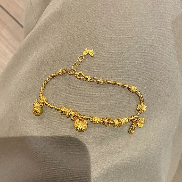 铜合金手链 金色小胖福盘缠手链女新款闺蜜情侣日常佩戴时尚百