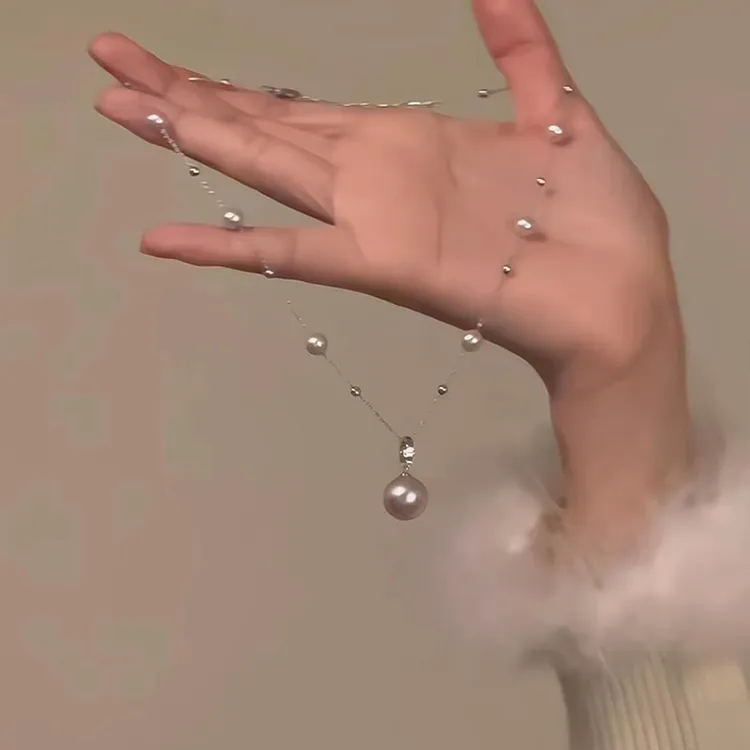 铜合金仿珍珠项链 温柔气质满天星珍珠项链轻奢小众高级感锁骨链