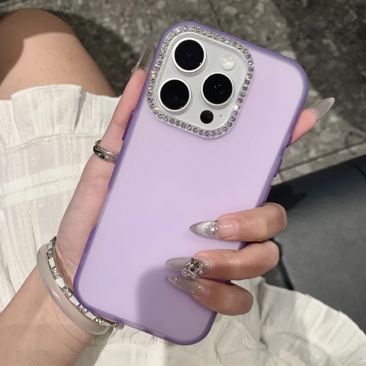 网红新款半透磨砂闪钻适用iPhone16ProMax手机壳14苹果15防摔13女