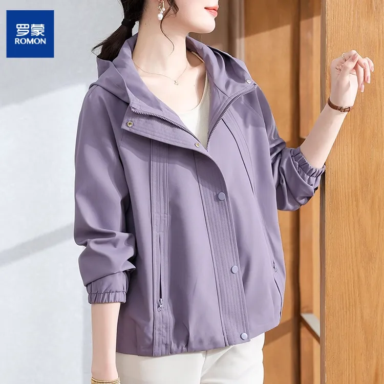罗蒙妈妈秋装休闲风衣外套新款中老年春秋减龄宽松大码百搭上衣服