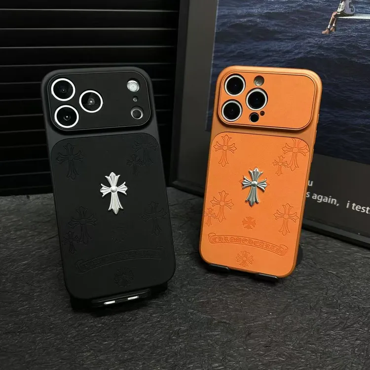 新款皮质满屏克罗心潮牌适用苹果17iphone161514promax情侣手机壳