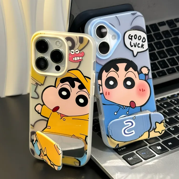 双层二合一小新镜子支架适用苹果16promax手机壳华为vivo小米oppo