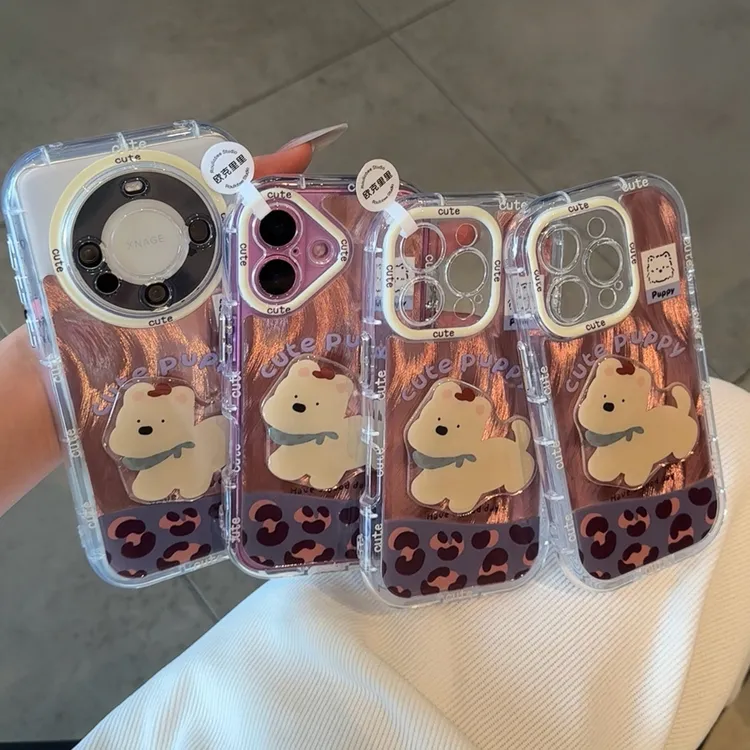 欧克里里蓝棕拼纹西高地适用苹果16手机壳vivo华为P70小米15oppo