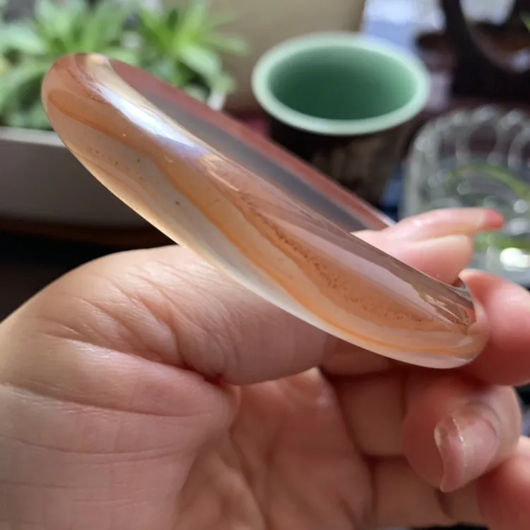 1135天然玛瑙意境手镯女款粉底满圈粉纱丝带61.1-11.1-8精致礼物