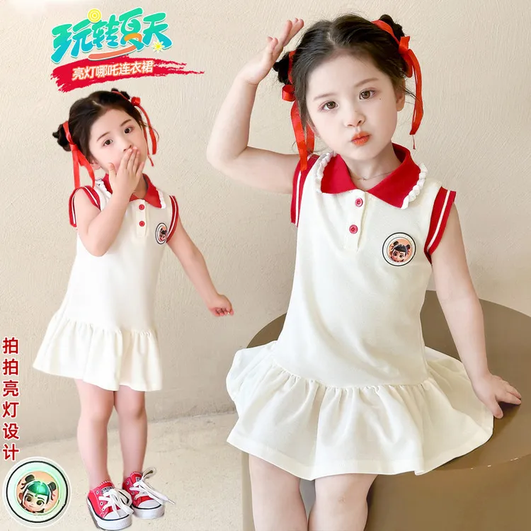 女童连衣裙夏季2025新款哪吒女孩宝宝公主裙洋气儿童Polo夏装裙子