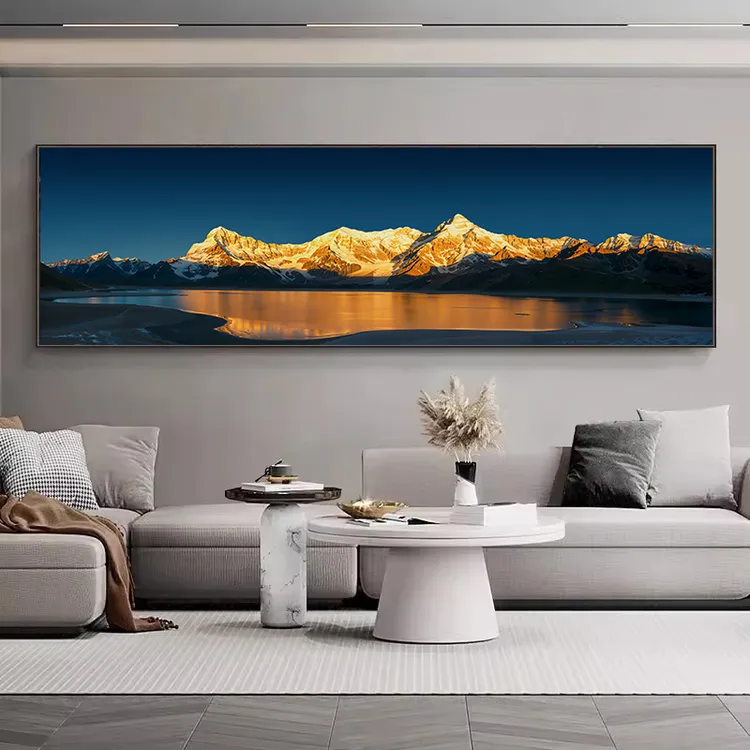 客厅装饰画背靠金山大气高档挂画办公室沙发背景墙壁画山水风景画