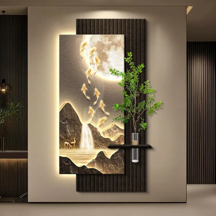 高级感轻奢玄关装饰画2025新款走廊过道挂画大气山水入户玄关壁画