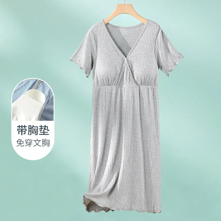 孕妇连衣裙睡裙夏天季薄款月子服上衣喂奶可哺乳期衣家居睡衣外出