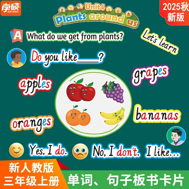 2025新版PEP人教三年级上册小学英语单词句子卡片教师公开课板书