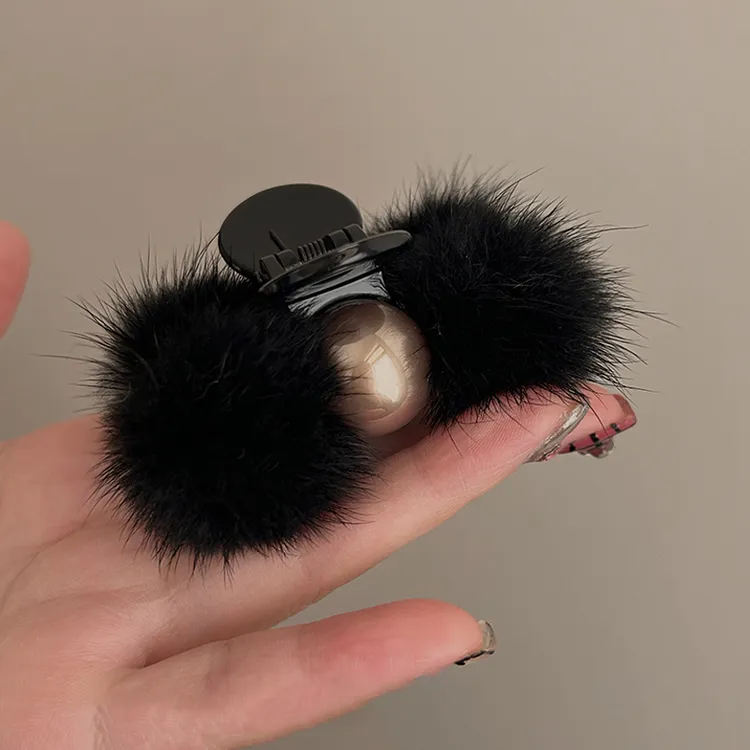 秋冬发量少毛毛半扎发小抓夹女2024新款后脑勺盘发鲨鱼夹子高级感