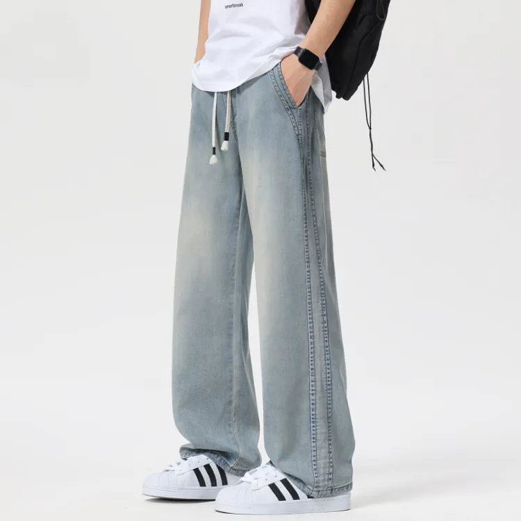 夏季潮流美式薄款莱赛尔男款夏季男士amiri牛仔裤