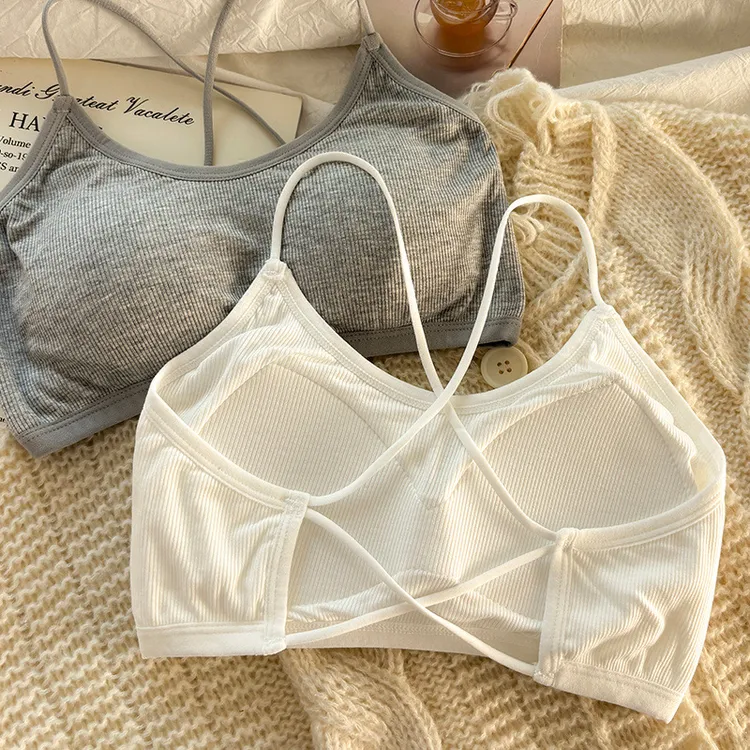 孕妇交叉美背内衣女孕期专用无钢圈聚拢吊带背心一体防走光抹胸薄