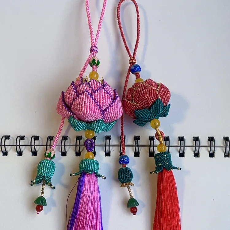 纯手工编织高档精致立体大号莲花创意车挂后视镜包挂包邮可订制