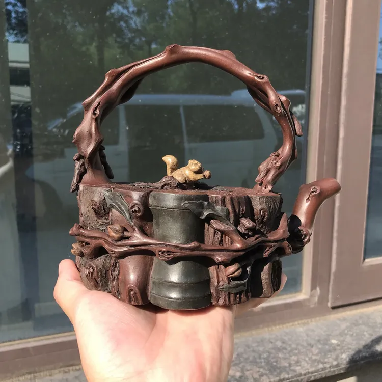 重器推荐 【树桩提梁套组】 百年锡山老紫泥 1350cc 作者：邵六大 
