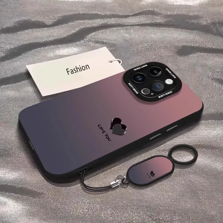 渐变爱心适用苹果17ProMax手机壳iPhone16新款硅胶15防摔13全包14
