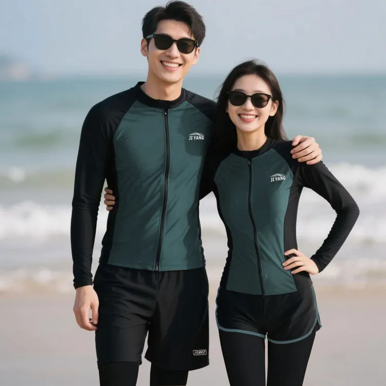 情侣长袖长裤潜水服女防晒速干游泳衣冲浪服男女水母衣浮潜漂流