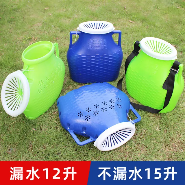塑料鱼篓不漏水手提背篓钓鱼捕黄鳝捉泥鳅装鱼筐兜户外仿竹编鱼桶