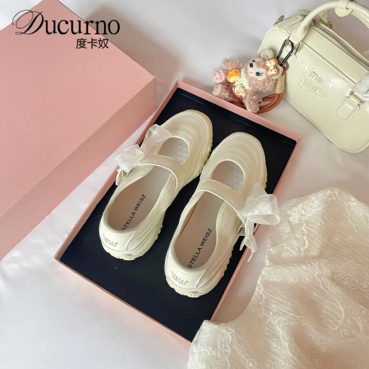 度卡奴芭蕾风玛丽珍鞋2025年夏季新款浅口厚底透气单鞋运动凉鞋