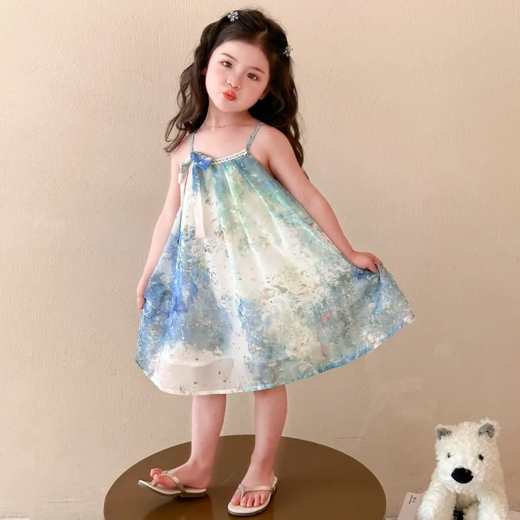女童沙滩裙夏季2025新款儿童吊带裙小女孩碎花连衣裙宝宝薄款裙子