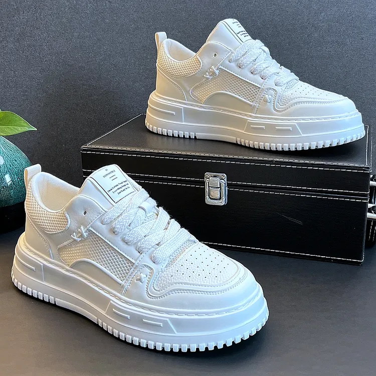 2025透气网面小白鞋男夏季白色板鞋韩版潮流休闲夏季舒适爆款男鞋