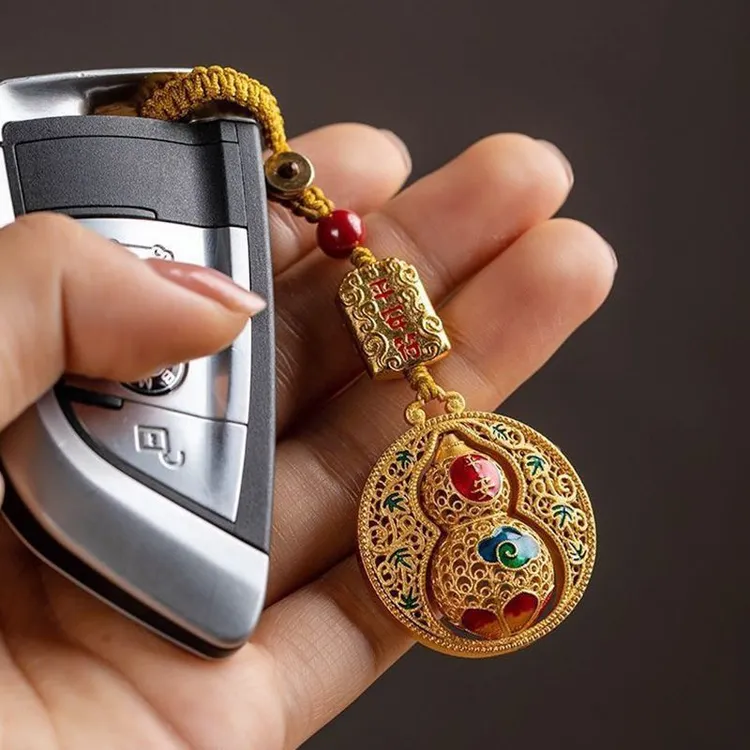 【先生推荐】蛇年新款创意金色平安葫芦钥匙扣挂件福禄挂饰驾车用