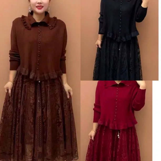 2025秋冬爆款披肩遮肉俩件套针织裙