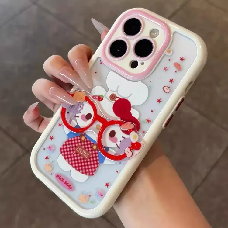 红眼镜kitty适用苹果iphone小米15/14/13promax防摔手机壳女
