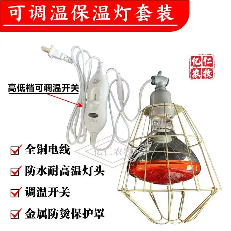 养殖取暖保温灯金属灯罩畜牧兽用小鸡仔猪兽用保温灯泡保暖灯防爆