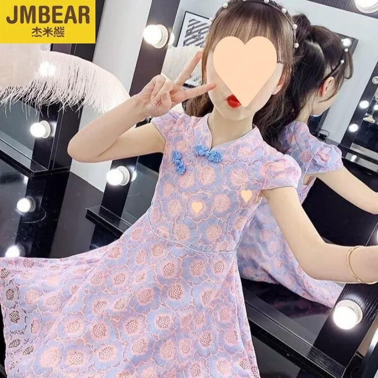 女童连衣裙2025新款夏汉服网红雪纺裙子女孩古装公主裙