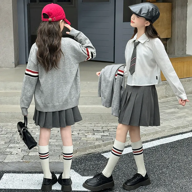 女童套装春秋2025新款儿童学院风两件套洋气时髦休闲中大童潮网红
