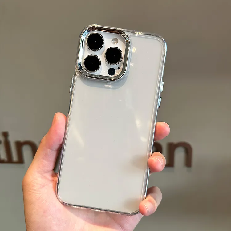 实拍图透明简约防摔电镀框手机壳适用苹果华为荣耀/VIVO/OPPO小米