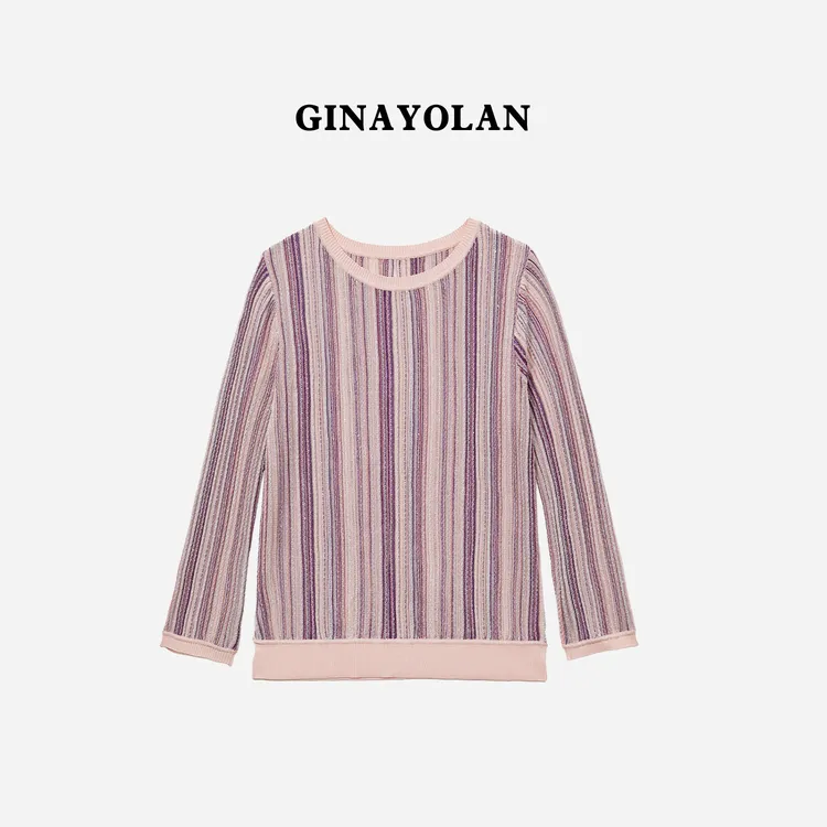 GINAYOLAN/瑾颜【格拉夫粉钻】进口奢华珠片彩色时尚针织长袖套头