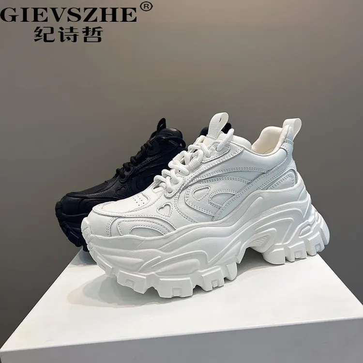 GIEVSZHE/纪诗哲老爹鞋女夏季新款系带增高8CM厚底超轻舒适百搭鞋